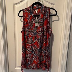 Spense Red and Blue Paisley Sleeveless Blouse